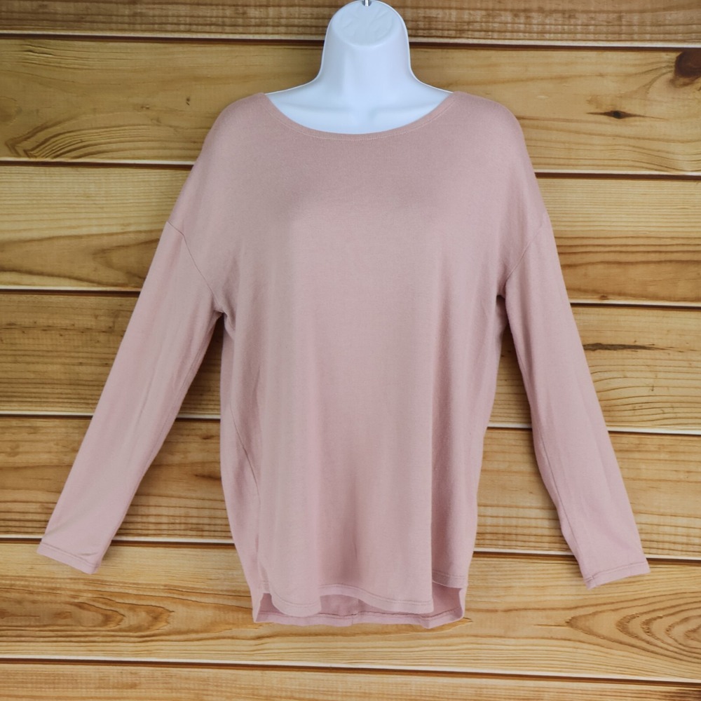 Flirtitude Active Long Sleeve Knit Top‎ Womens Sz S Light Pink Strappy Back Soft